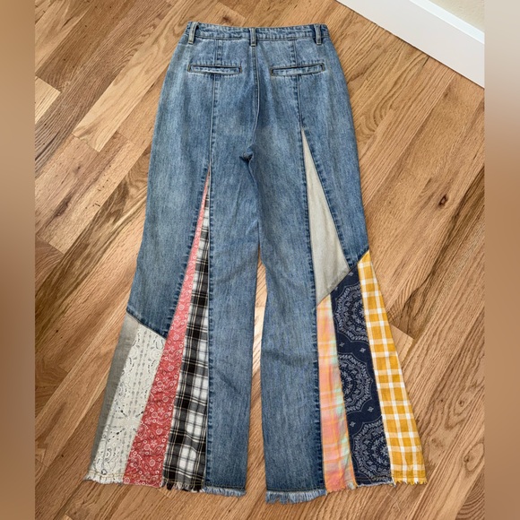 Easel Boho Patchwork Flare Jeans Festival Hippie Size Small - Picture 11 of 11